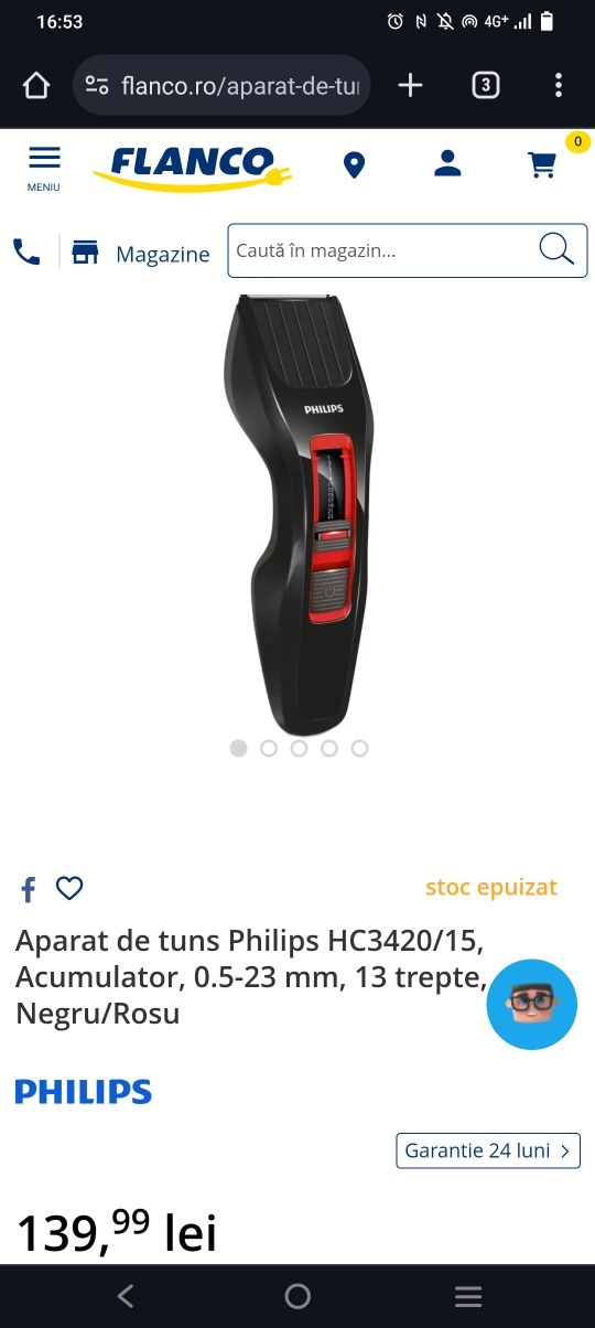 Aparat de tuns / barbierit Philips HC3420/15, 13 trepte