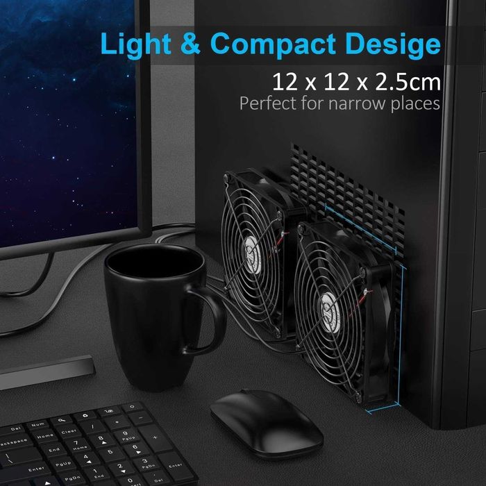 ELUTENG Ventilator USB dual 2in1 120mm 5V,3 viteze reglabile,carcasa