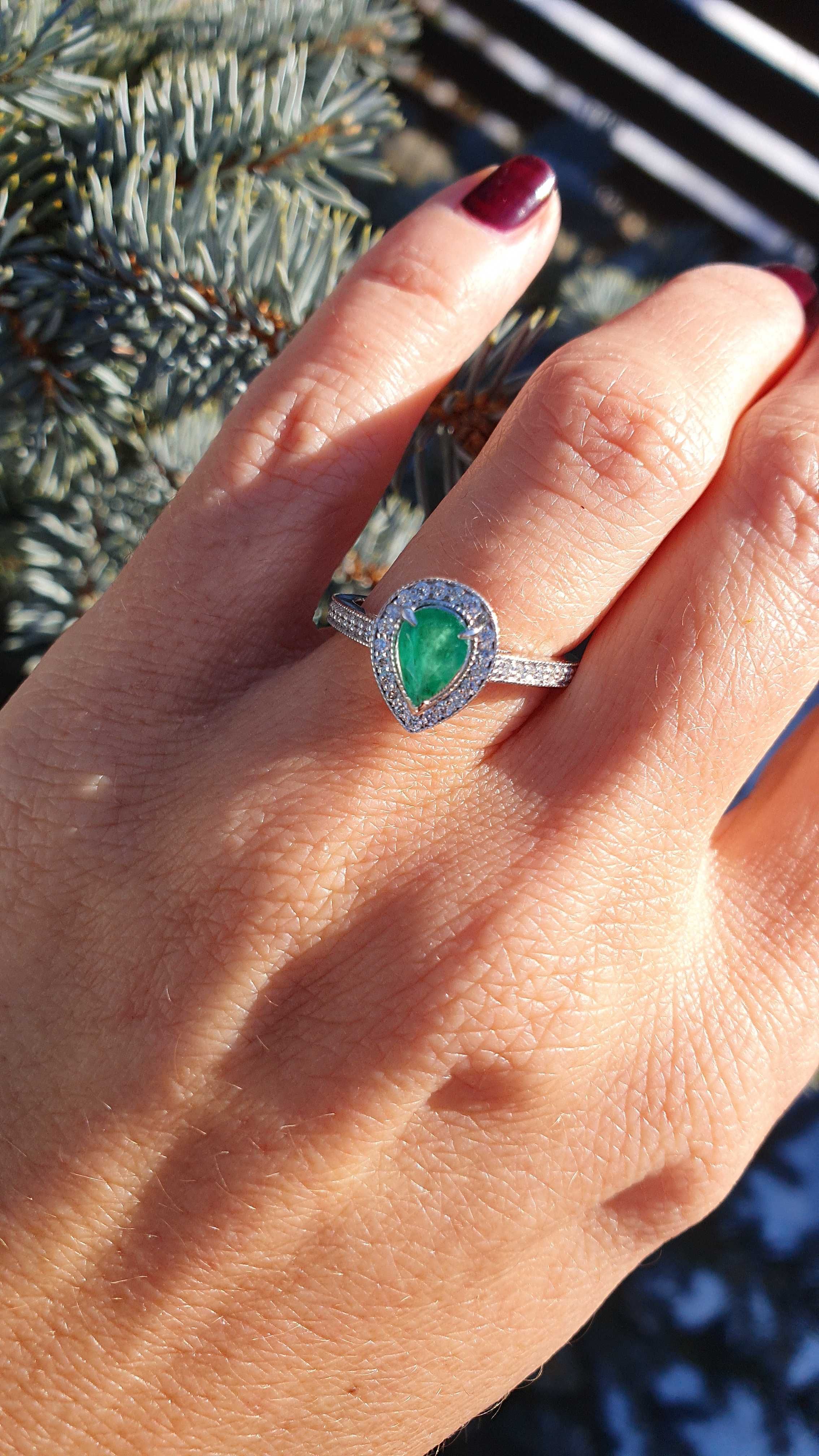 INEL Aur 14 kt cu Emerald Natural Verde si Diamante Naturale