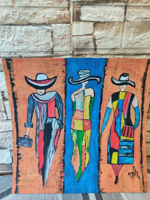 Vând tablouri pictura manuala acrilica pe carton sau panza