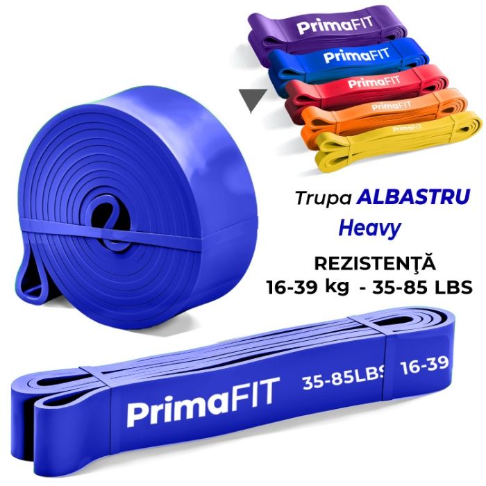 Banda Fitness Elastica, Video cu 111 Exercitii, Latex, Rezistenta 39kg