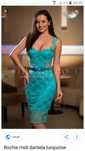 Rochie midi verde turquoise , IN PUFF cu dantela