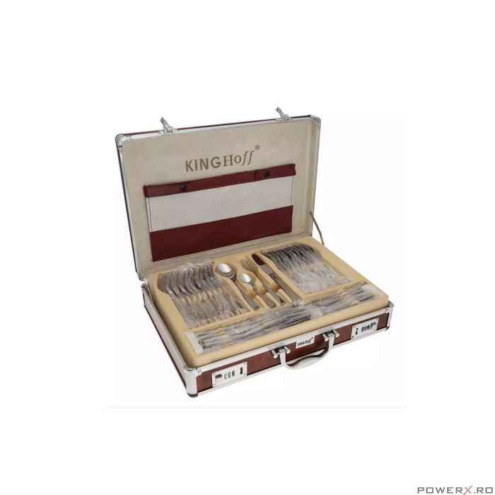 Set tacamuri din inox, 72 de piese, geanta depozitare, design clasic,