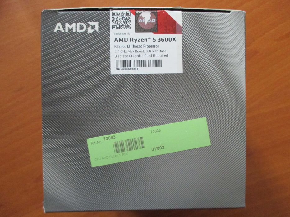 Процесор AMD Ryzen 5 3600x, цокъл AM4, TDP 95W