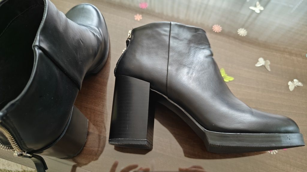 Botine cu platformă,imitație piele