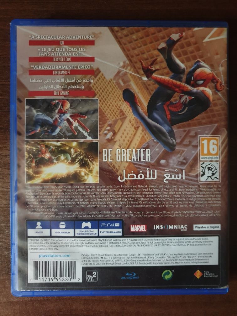 Marvels Spiderman/Spider-Man 2018 PS4/Playstation 4