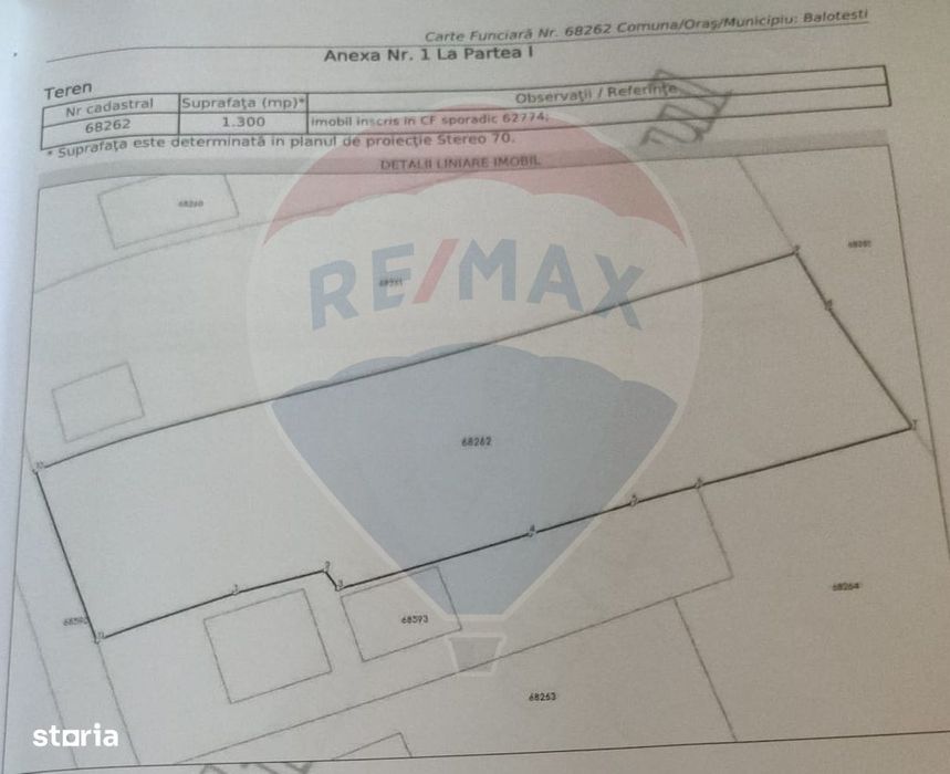Vanzare Teren 1,300mp Balotesti / Strada Tarina Veche/Rezidential
