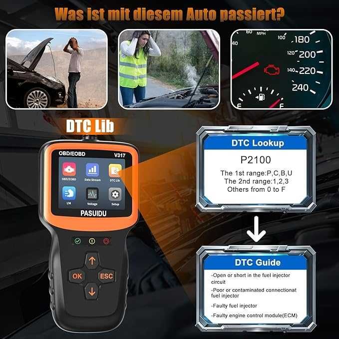 OBD2 Bluetooth автомобилен диагностичен скенер на 8 езика