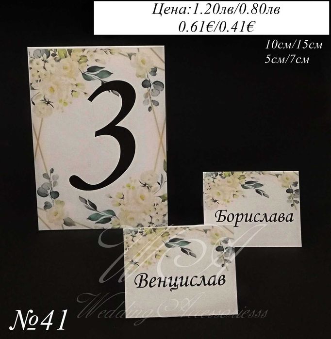 Номера за маси, Тейбъл карти с имена на гостите