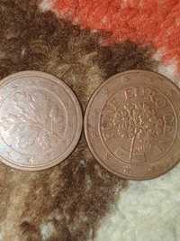 2 monede una de 5 centi si una de 2 centi doar pentru colectionari