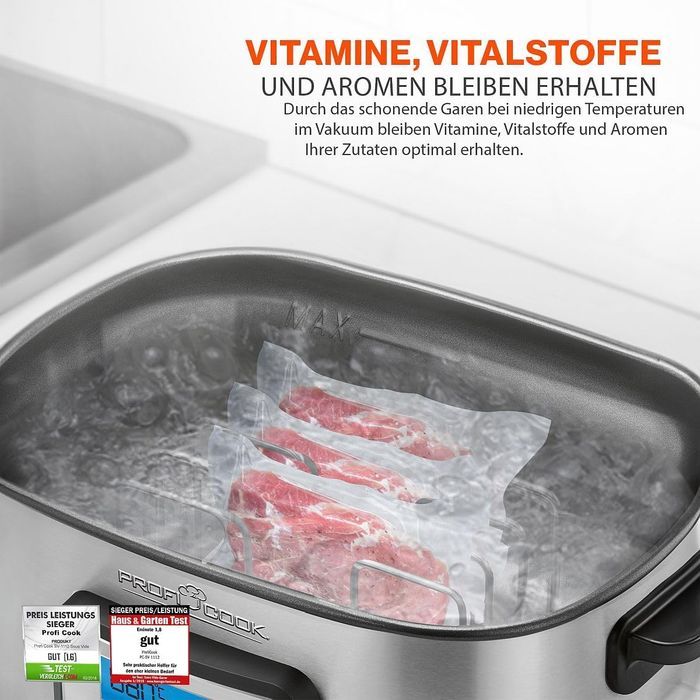 Multicooker, Profi Cook, Sous-vide, 520 W, LCD, 8.5 l, Negru/Argintiu