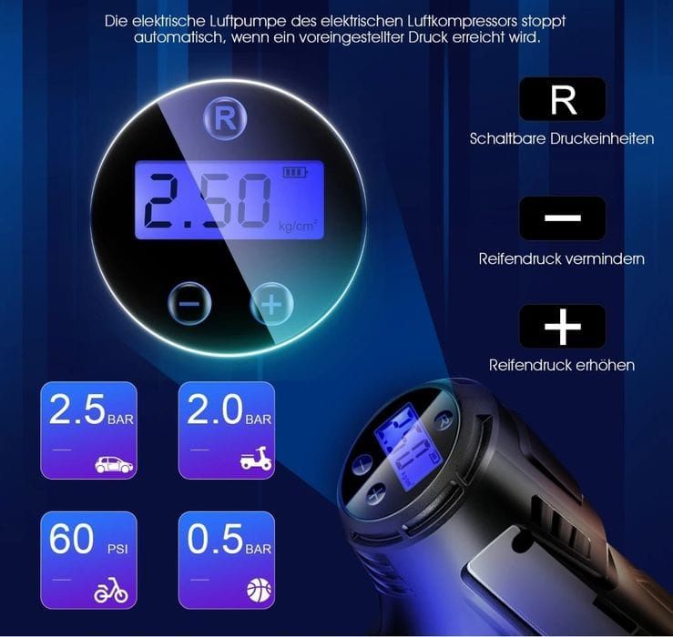 Pompă electrică de aer cu baterie de 2000 mAh