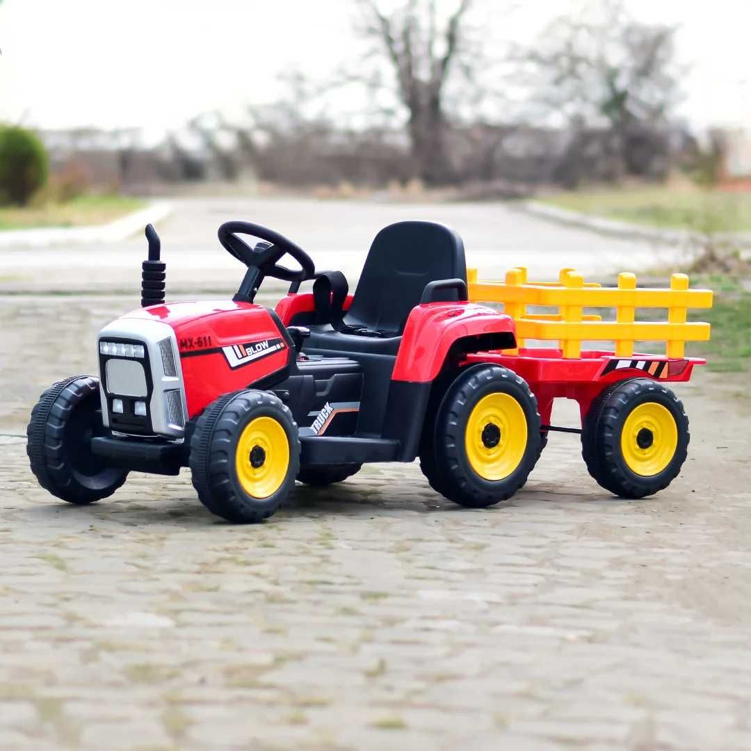 Tractoras electric pt copii, BJ-611, 60W 12V,cu remorca si telecomanda