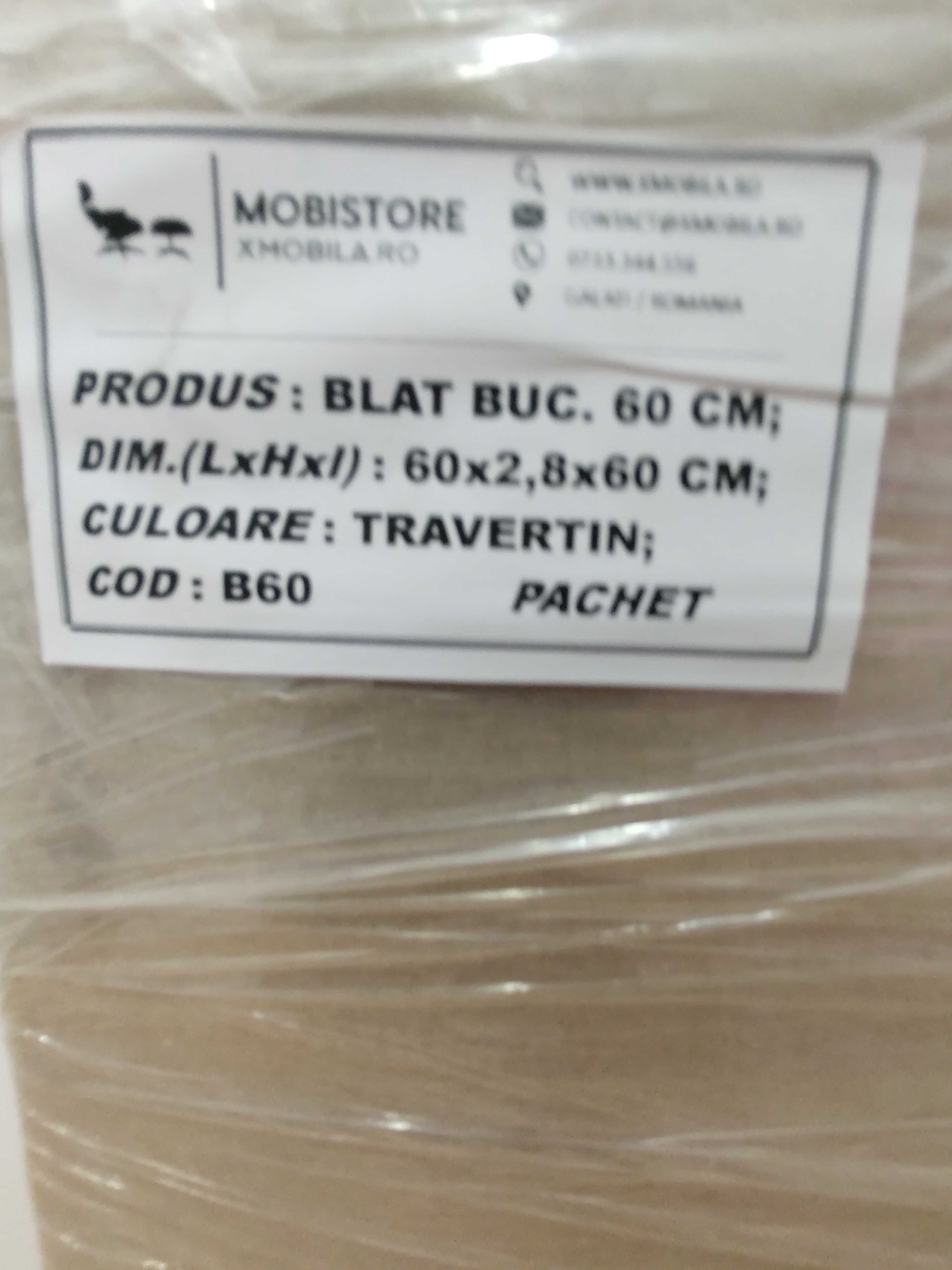 Blat termorezistent nou 60x60x28, culoare Travertin