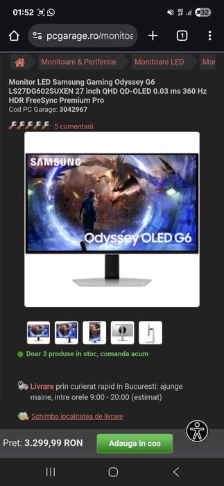 Monitor OLED Samsung G6 360hz 2k
