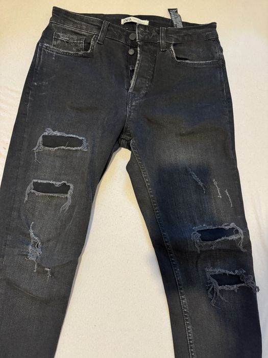 Blugi Zara 40 42 barbatesti negri cu rupturi