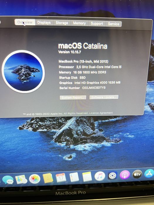 Macbook pro 2012  240gb Ssd+ 1Tb Hdd 16gb ram