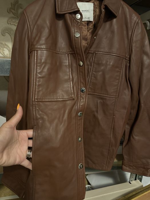 Jacheta tip camasa piele naturala MANGO