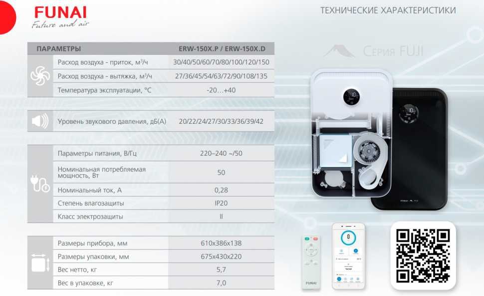 Рекуператор, очиститель воздуха вентиляция FUNAI FUJI ERW-150XP Япония