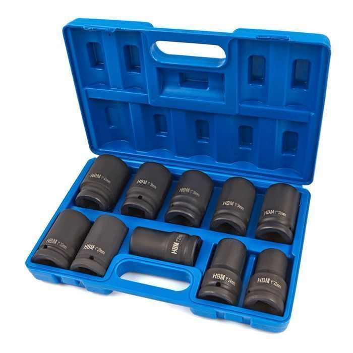 Trusa chei tubulare de impact lungi 1'' 22-41 mm 10 piese