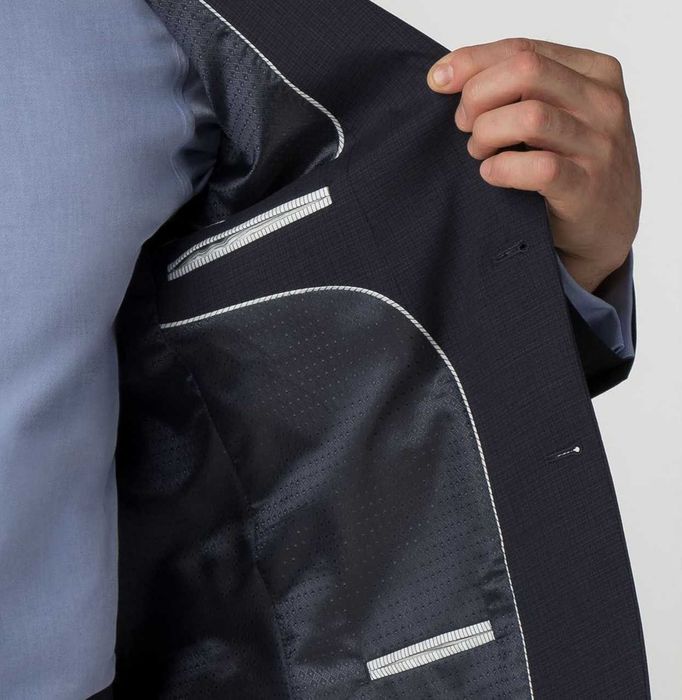 Sacou blazer slim 46 S premium Cinque lana extrafina albastru