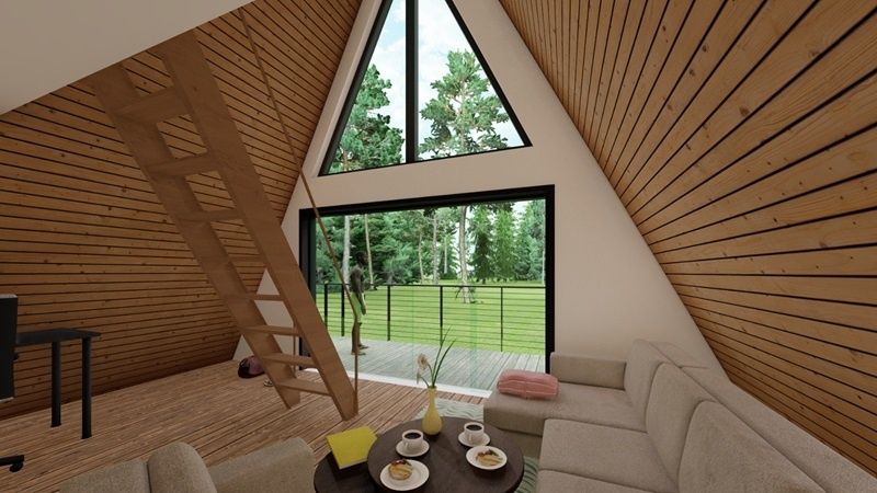Vand case cabane din lemn stil A-frame