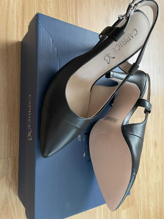 Sandale Caprice, culoare negru, piele, NOI