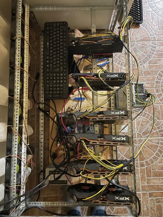 Rig mining 1xNvidia 1660TI, AMD 4xRX580 8Gb si 2xRX470 8Gb