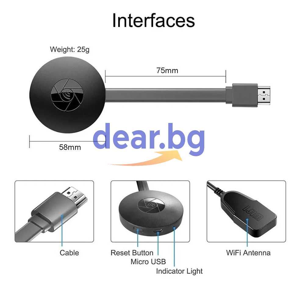 Безжичен адаптер MiraScreen Wi-Fi Dongle FULLHD