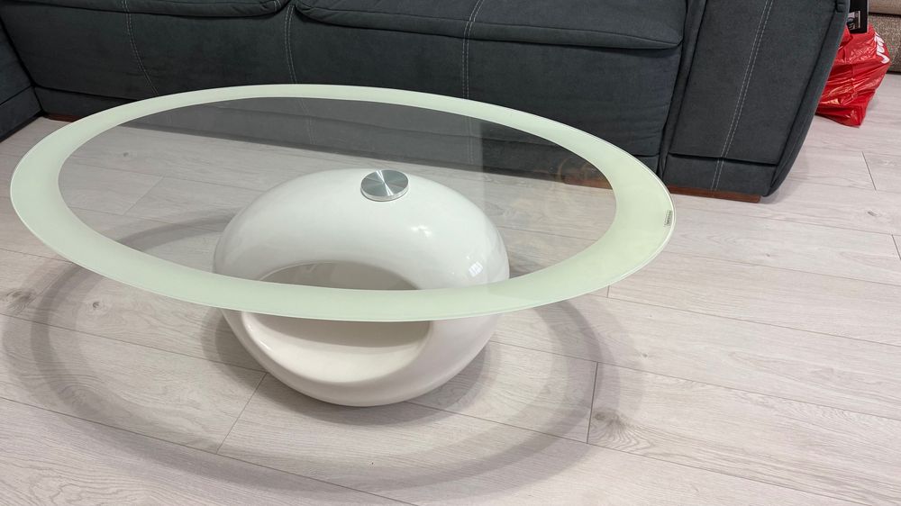 Masuta de cafea VIDAXL, cu blat oval din sticla