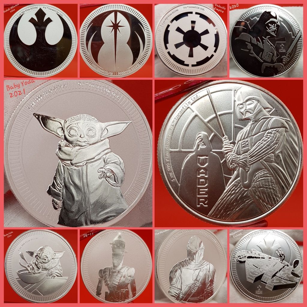 Star Wars Baby Yoda Vader monede lingou argint 999