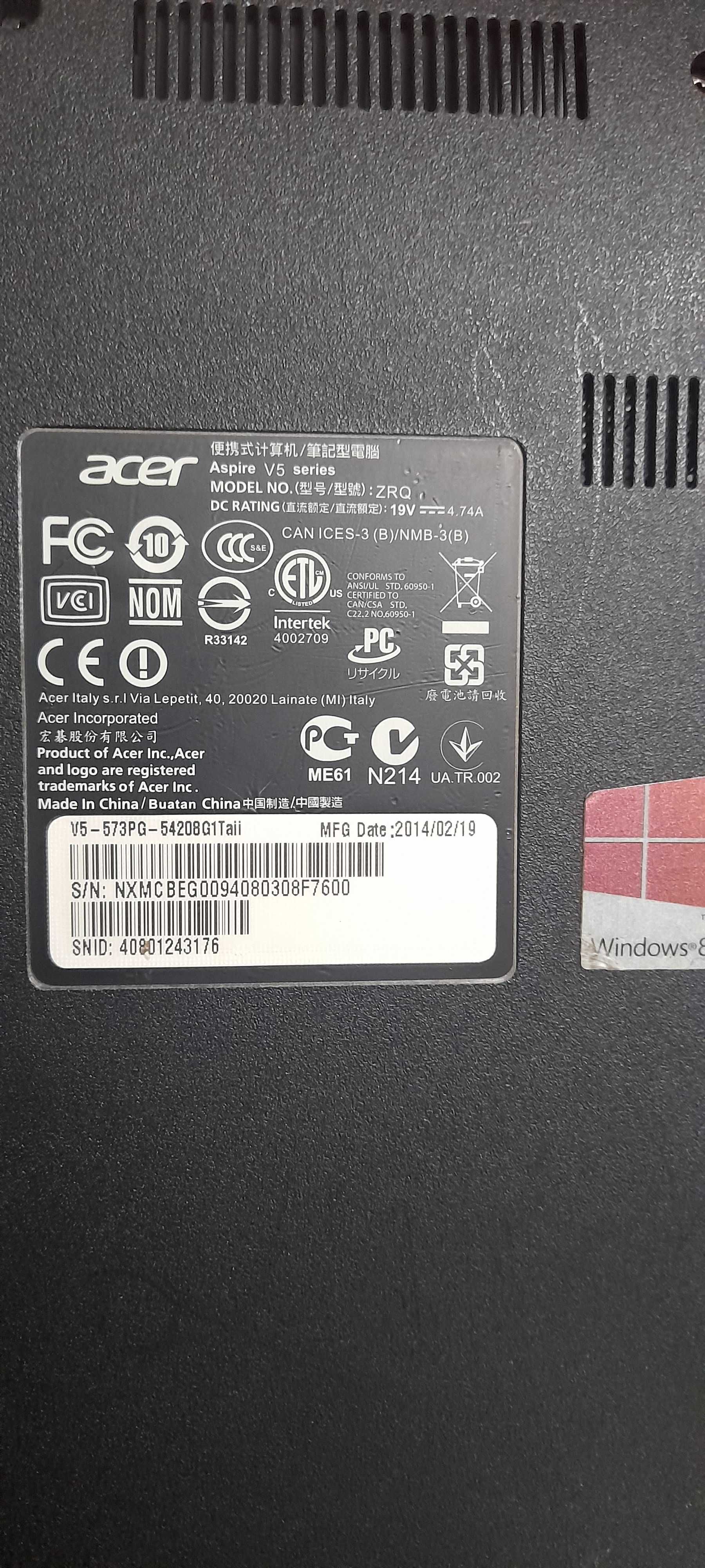 Laptop acer Aspirine v5 series