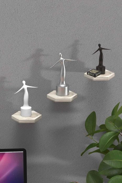 Рафтчета за стена/Комплект от 3 шестоъгълни етажерки за стена 5 цвята