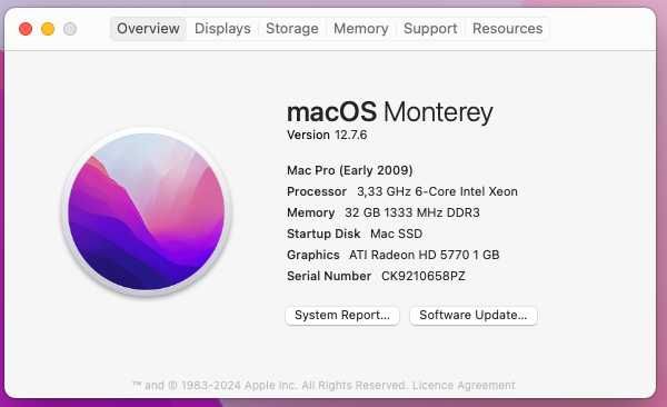 Apple MAC PRO 5,_ 3.33GHz_6core_32GB Ram_240GB SSD_1TB HD_ATI 5770