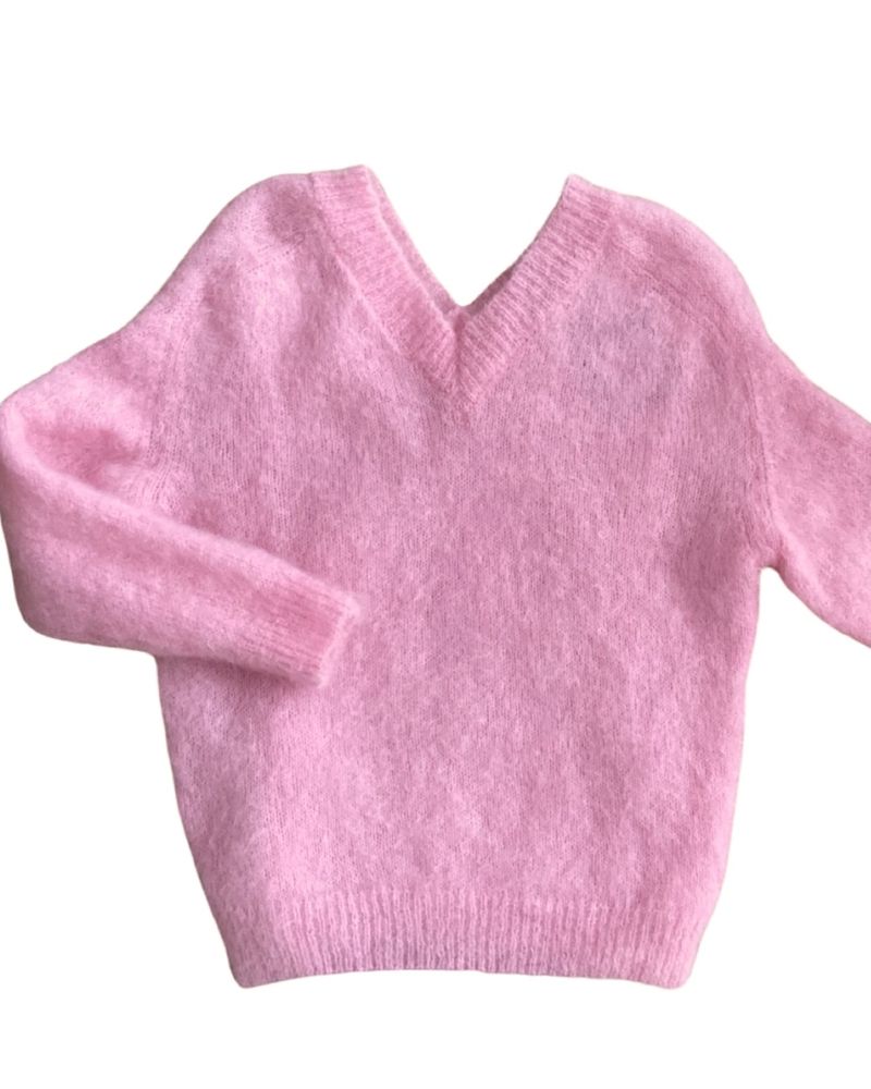 Pulover roz din 81% kid mohair, marime universala, nou cu eticheta