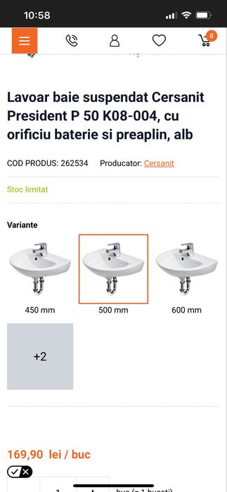 lavoar baie cu piedestal Cersanit