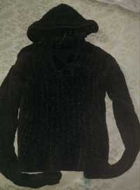 Pulover negru cu gluga Bershka, tip hanorac, model frumos, S, M, L, XL