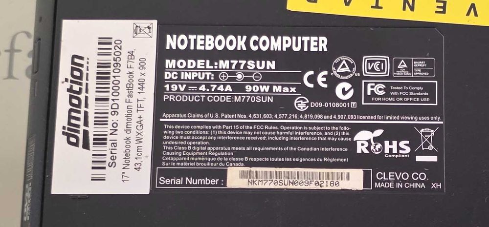 Laptop core2duo - Dimotion M77SUN - functional,instalat