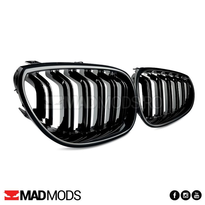 Set grile duble M BMW Seria 5 E60 E61 M5 2003-2010, Negru Lucios