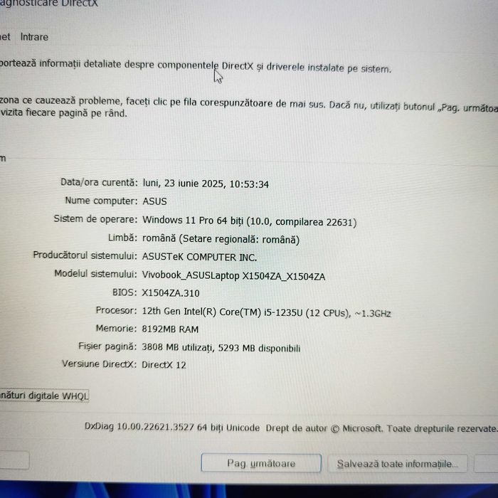 Laptop Asus Vivobook i5-1235U 8GB 512GB SSD Zeus Amanet Militari