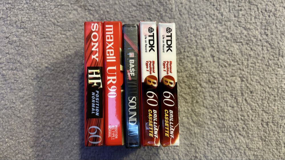 Lot 5 casete sigilate Maxell, Basf, Sony, Tdk