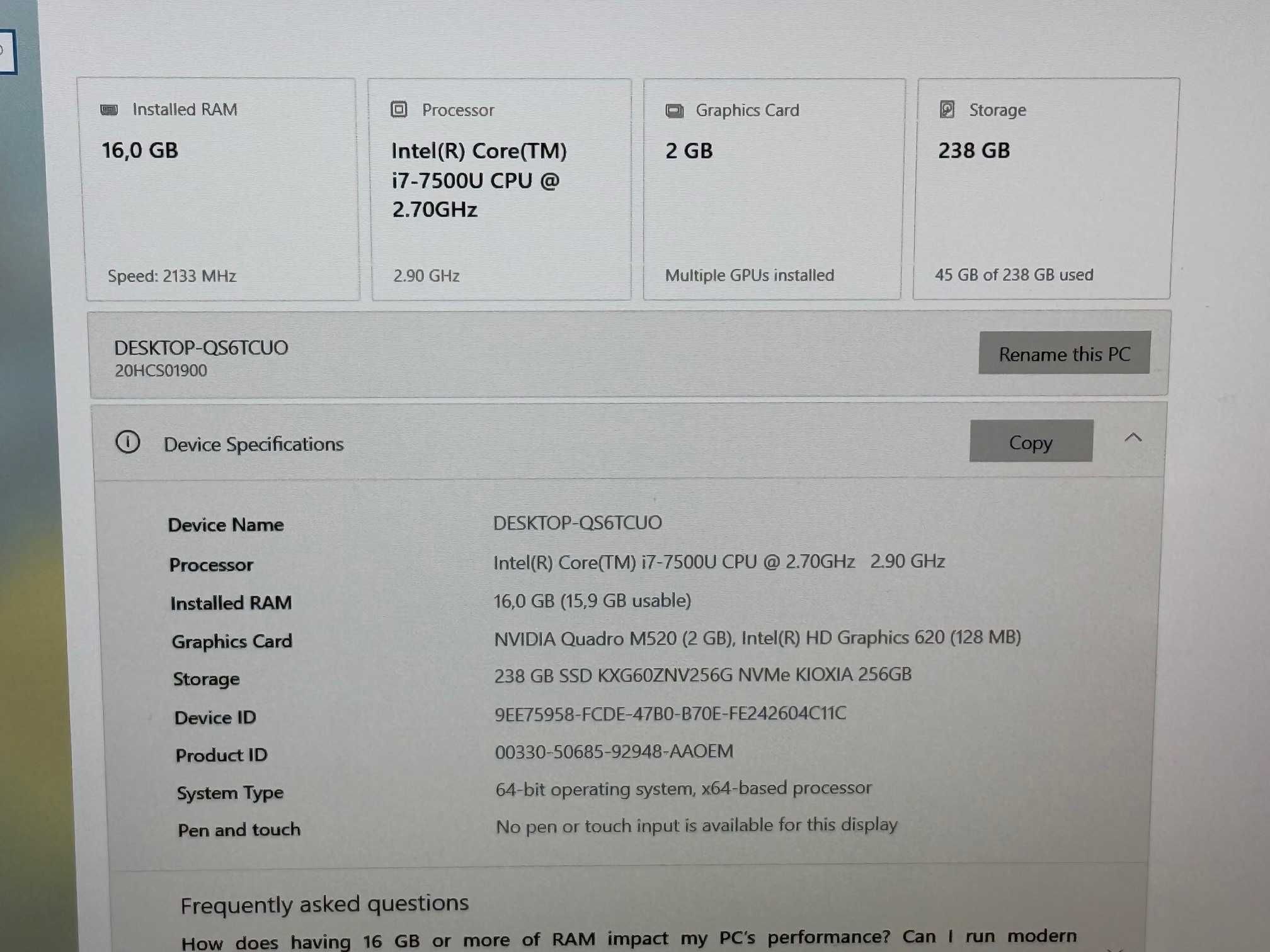 Lenovo Thinkpad P51s запазен I7 7gen/16ram/256gb ssd/Quadro M520