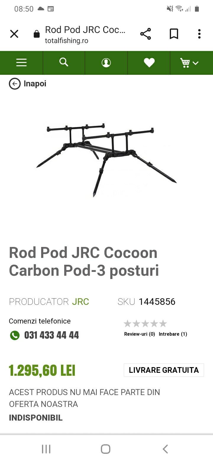 rod pod carbon jrc coocon 3 posturi