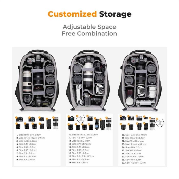 Фотографска раница K&F Concept Hardshell раница с отделение за лаптоп