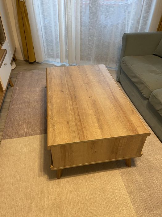 Măsuță de cafea „NORWAY” – modernă, stejar Nebraska / alb, ca nouă