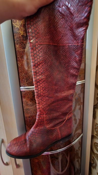 Сапоги 39 рр бордо натуральная кожа Турция состояние отличное
