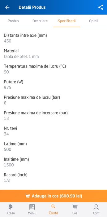 Calorifer baie curbat 50 x 150 Radox nou