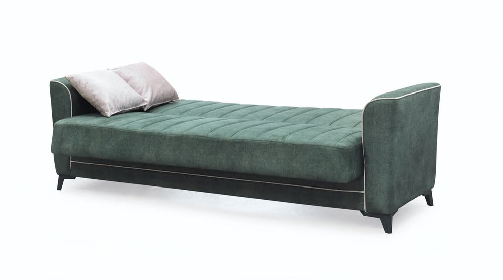 Диван 3-ка разтегателен с ракла MADRID 2 зелено/бежово