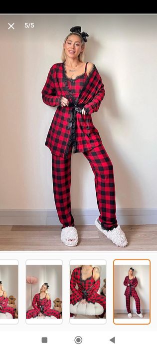 Нов дамски домашен комплект тип пижама от три части