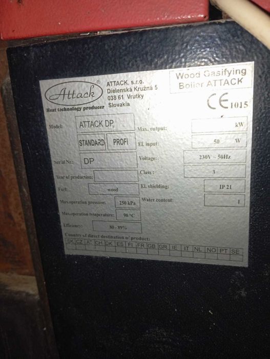 Vand centrala pe lemn cu gazeificare 45 kw